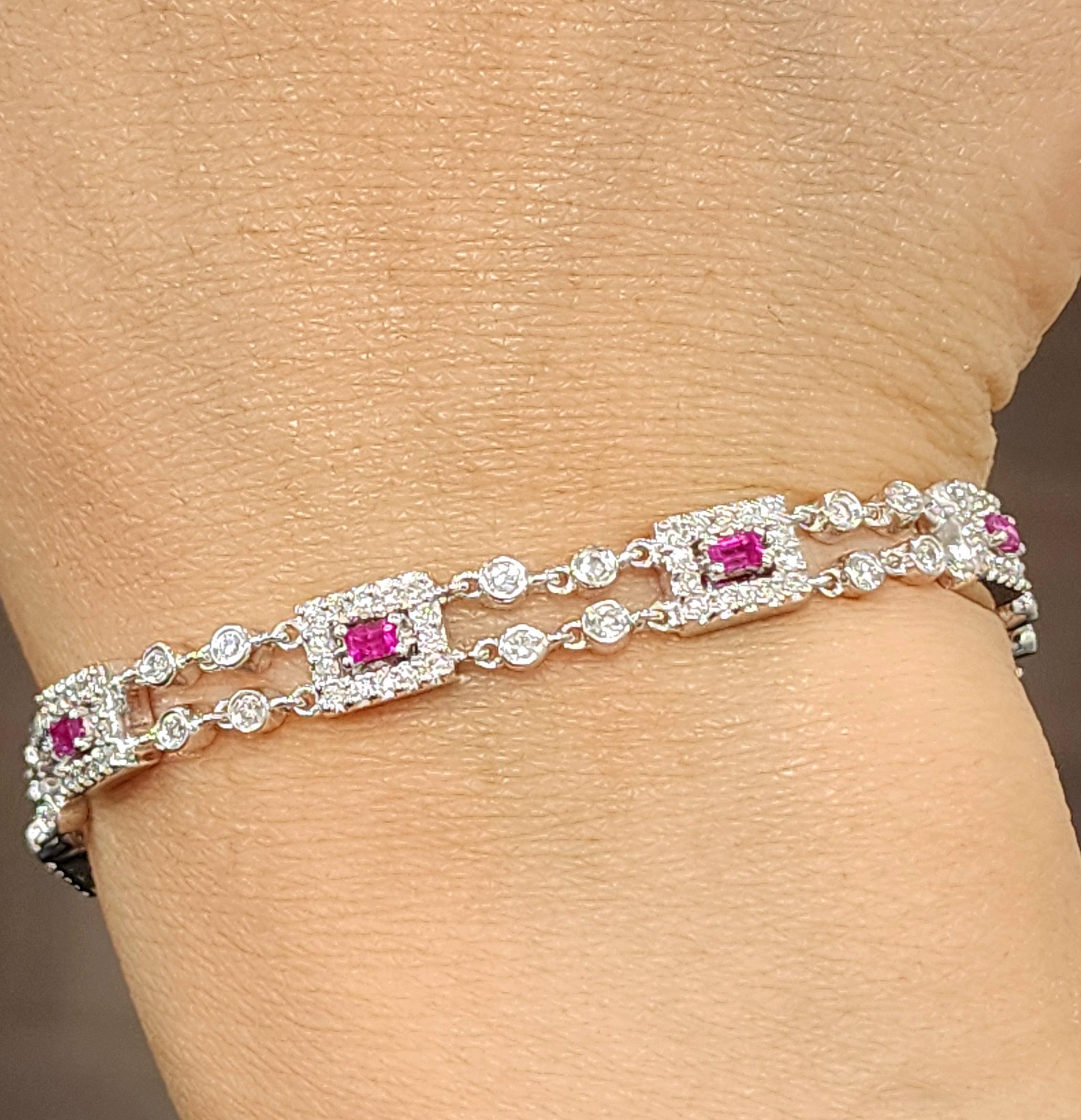 Moderne Bracelet diamant et rubis de 3,50 ct en vente