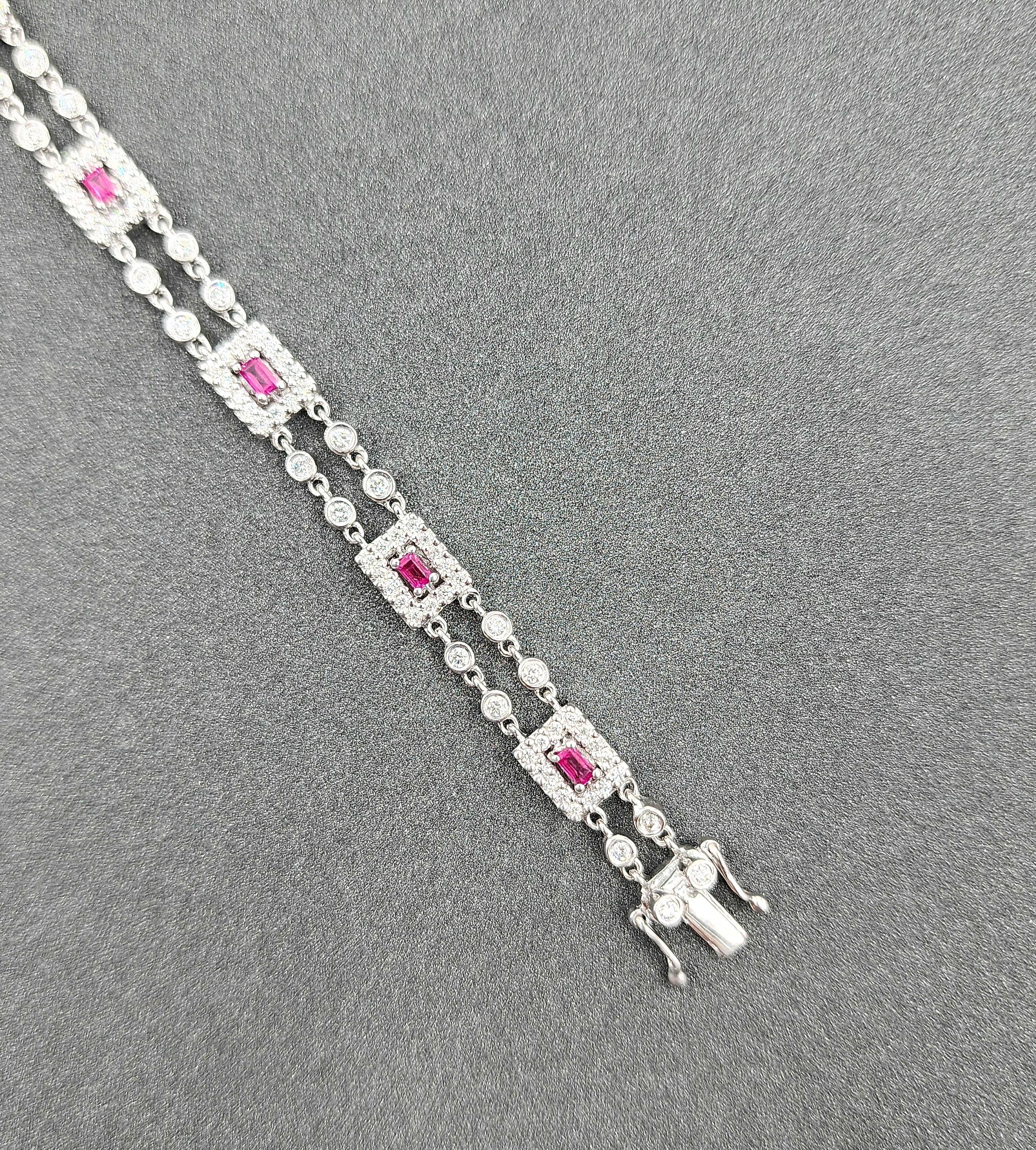 Bracelet diamant et rubis de 3,50 ct Excellent état - En vente à Chicago, IL