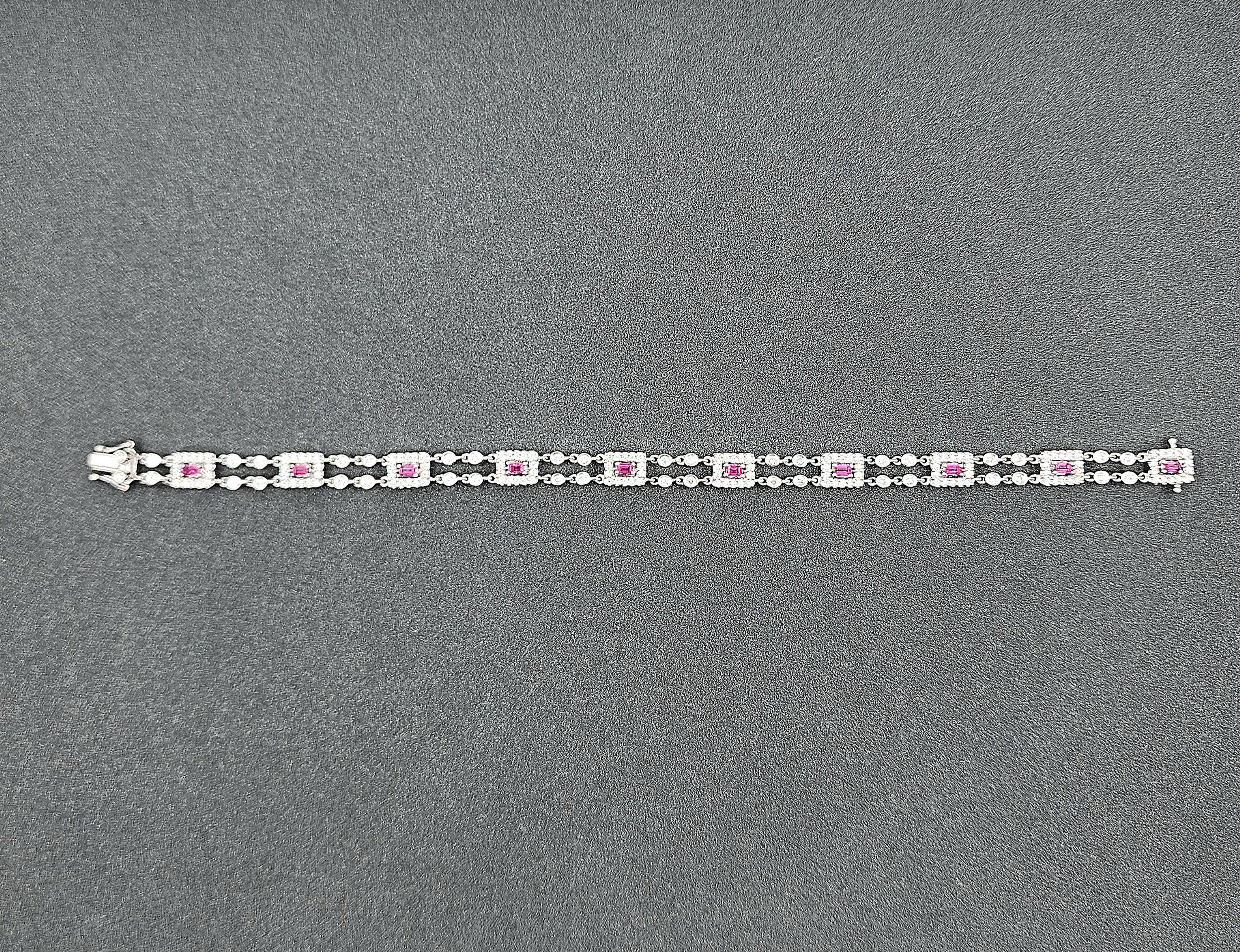Bracelet diamant et rubis de 3,50 ct en vente 1