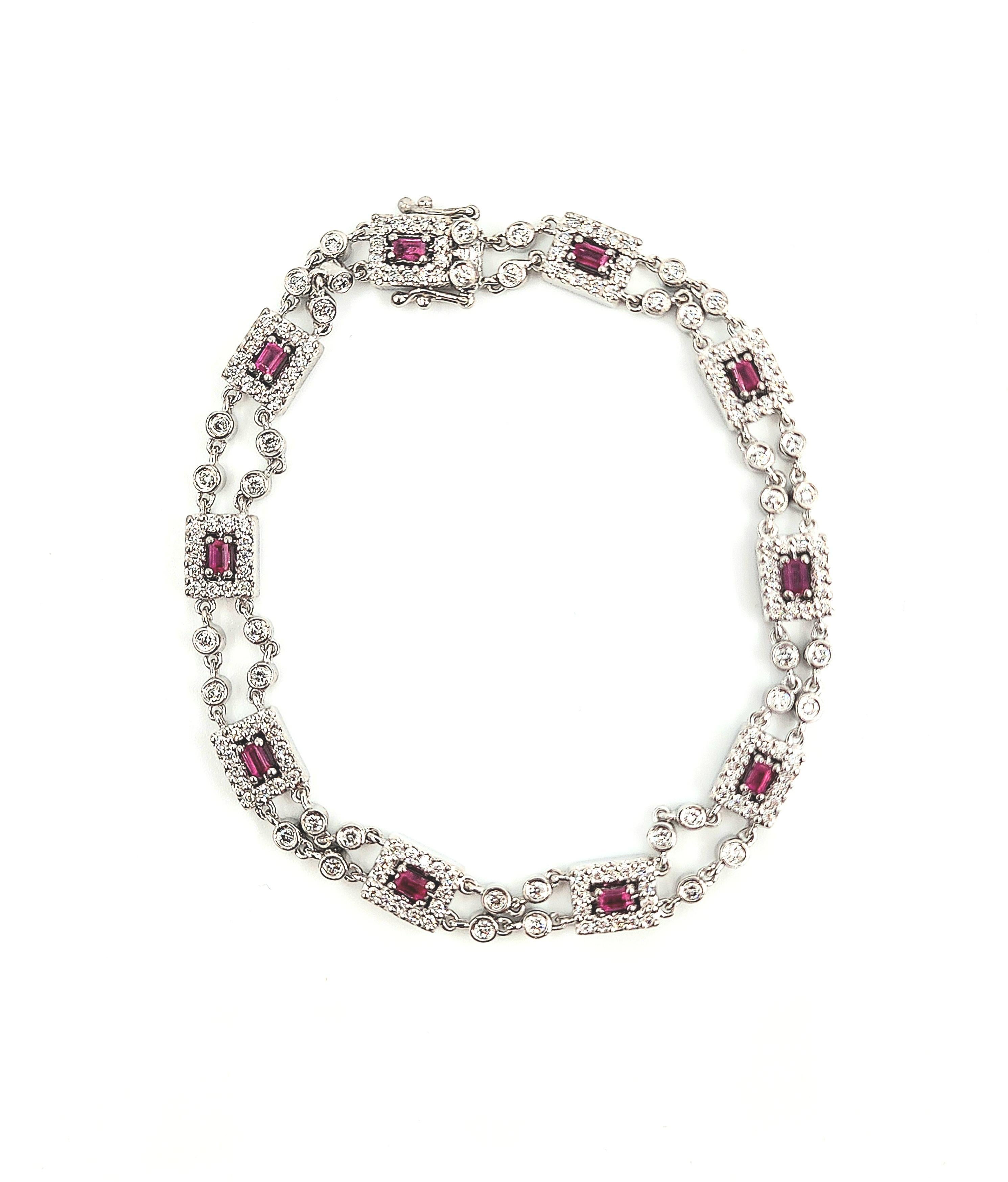 Bracelet diamant et rubis de 3,50 ct en vente 2