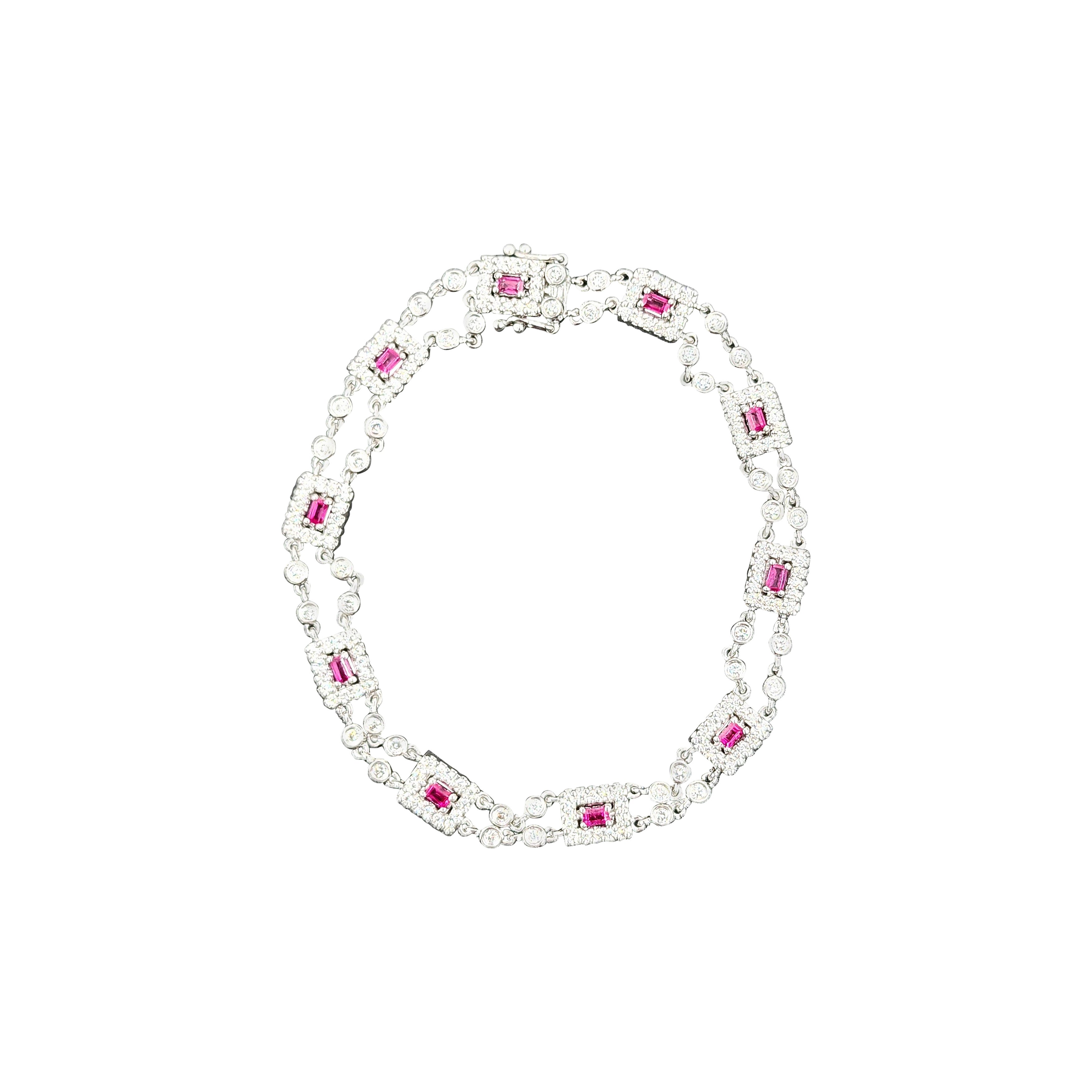 3.50 ct Diamond & Ruby Bracelet For Sale