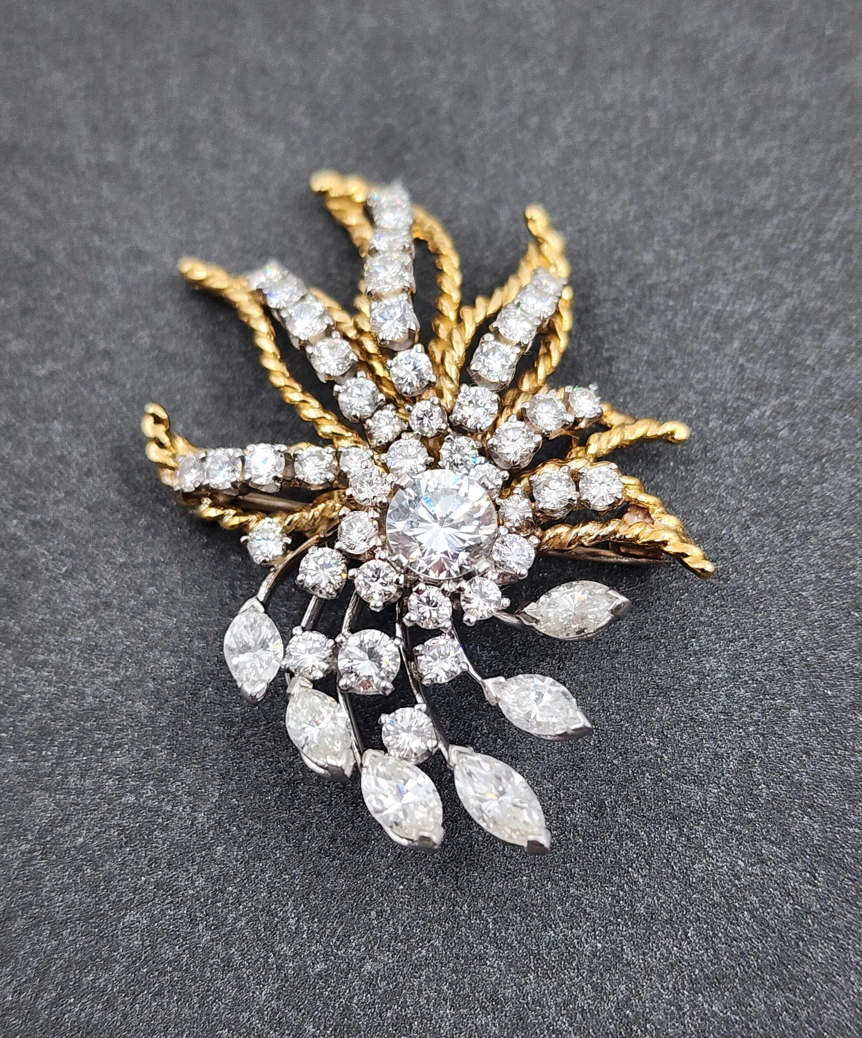 Art déco Épingle à étoile en diamant de 3,50 ct
