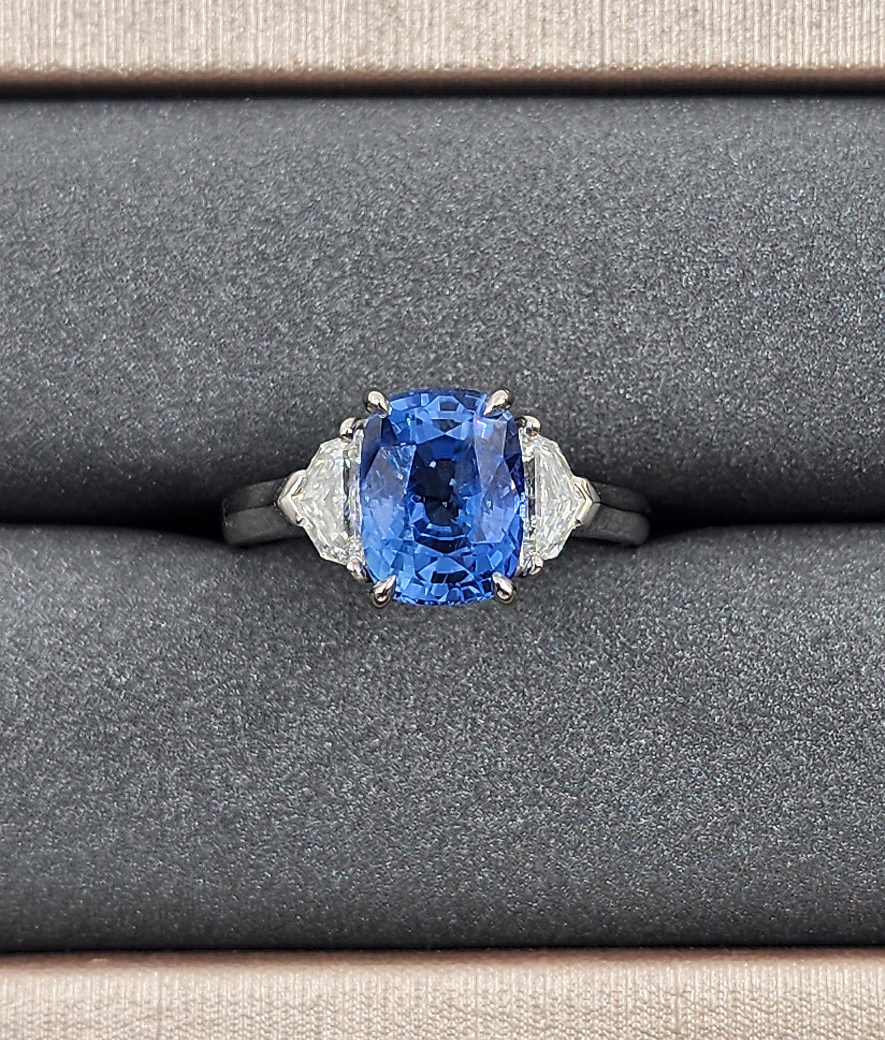 3.50 ct GIA Certified Sapphire & Diamond Ring in Platinum