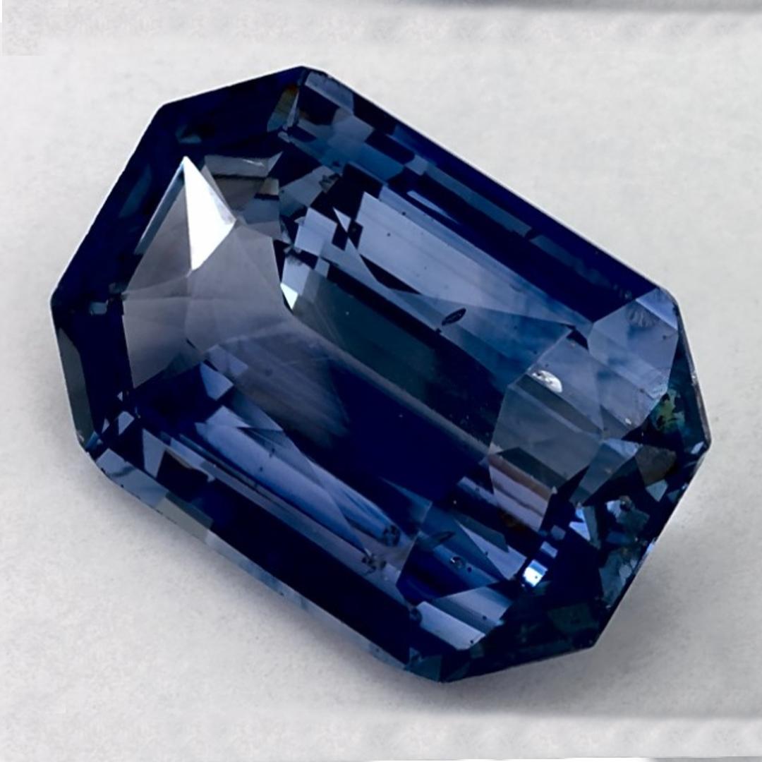 Emerald Cut 3.50 Cts Blue Sapphire Octagon Loose Gemstone For Sale