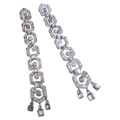 3.50 Cts Mixed Shape Diamonds 14K Gold Chandelier Earrings