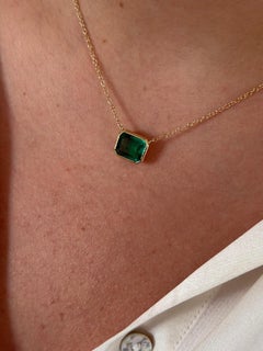 3.50 Emerald Pendant on 14K Yellow Chain