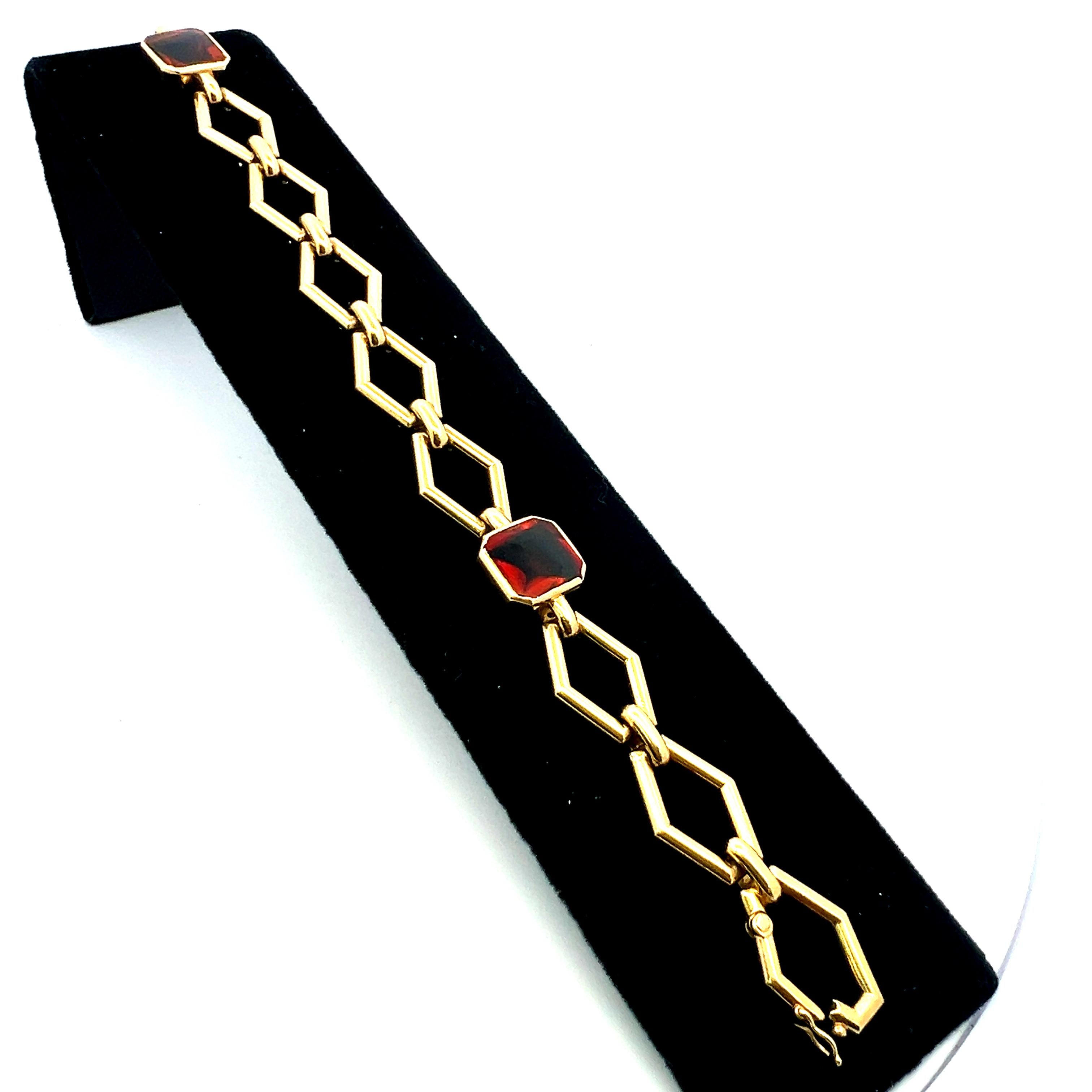 Bracelet chaîne en or jaune 14 carats avec citrine taille Asscher de 35,00 carats en vente 6