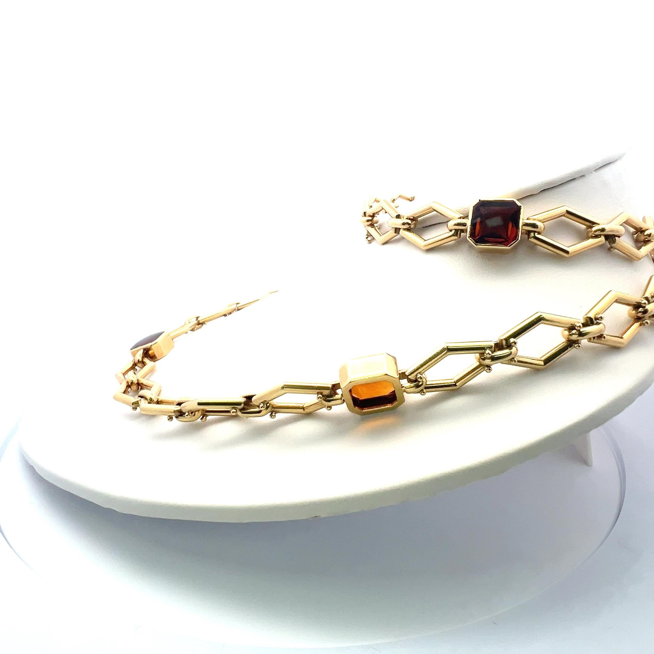 Taille Asscher Bracelet chaîne en or jaune 14 carats avec citrine taille Asscher de 35,00 carats en vente