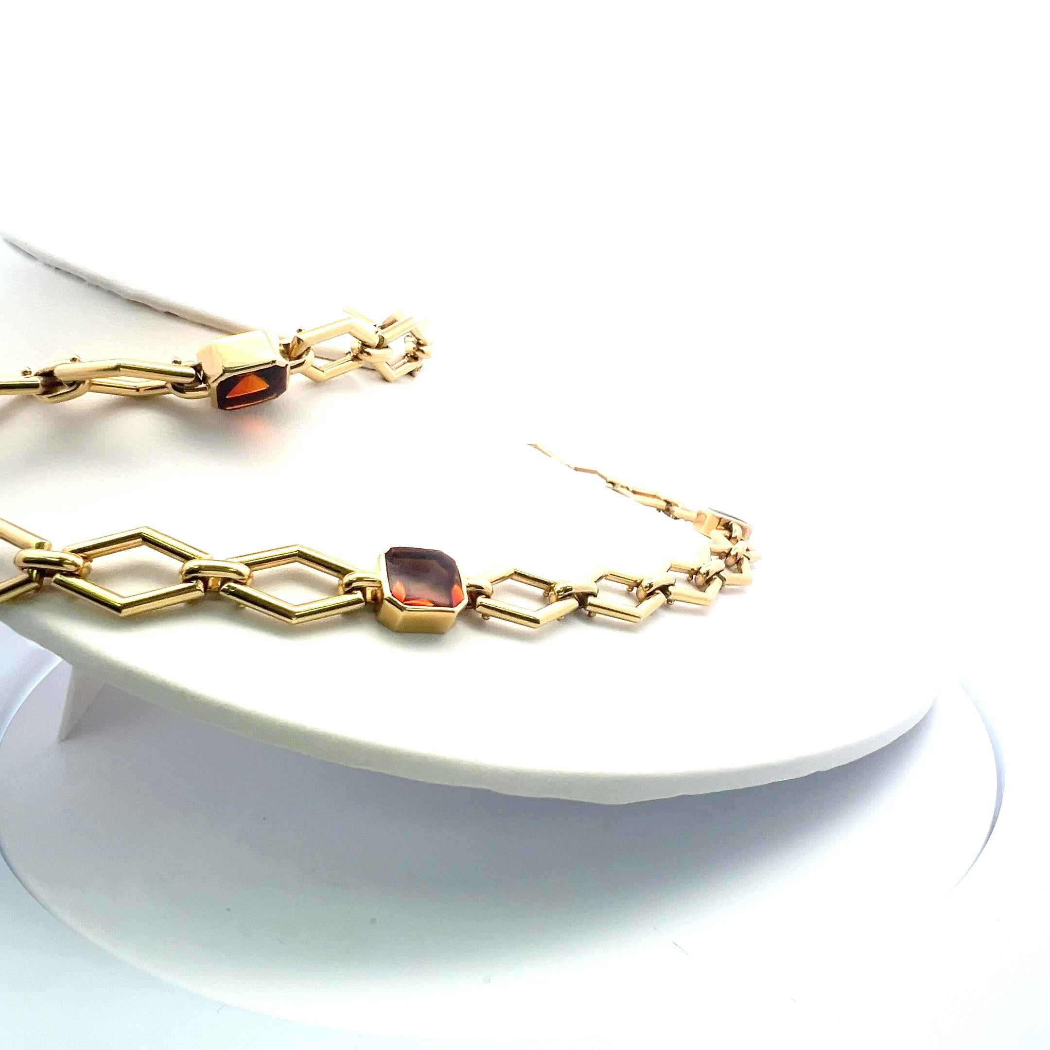 Bracelet chaîne en or jaune 14 carats avec citrine taille Asscher de 35,00 carats Bon état - En vente à New York, NY