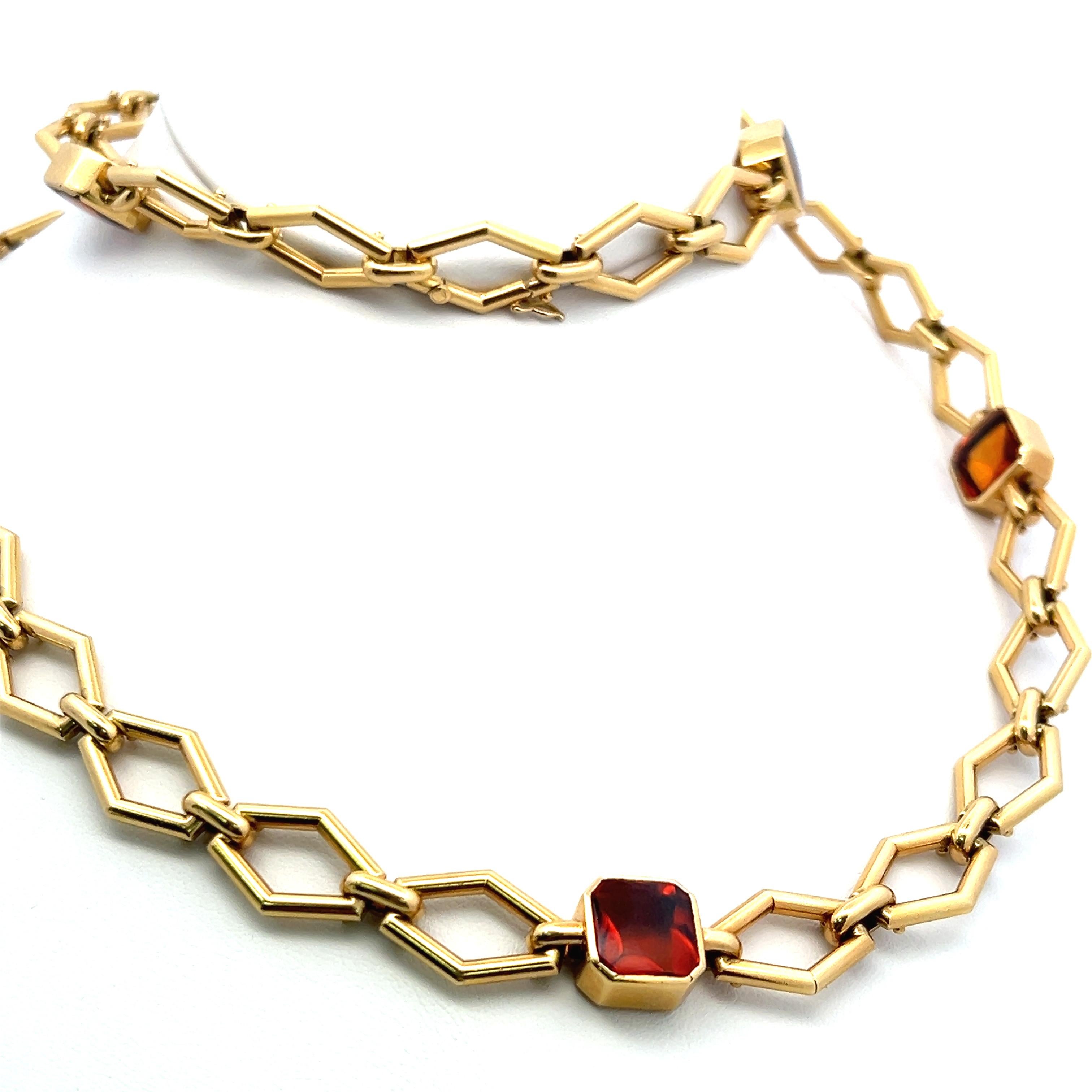 Bracelet chaîne en or jaune 14 carats avec citrine taille Asscher de 35,00 carats en vente 4