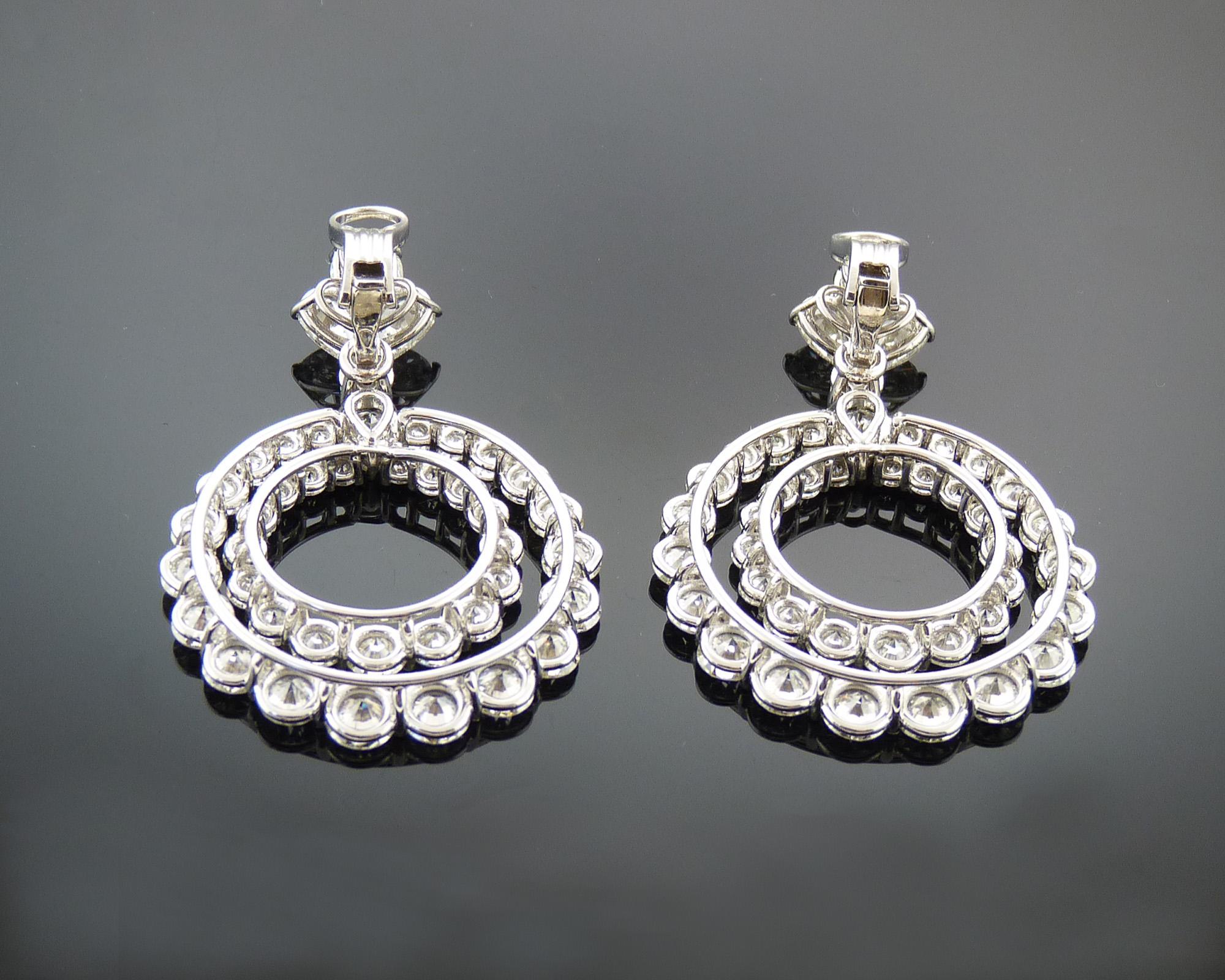 Contemporary 35 Carat Diamond Double Hoop Earrings For Sale