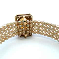 35.00 Carat Oval Shape Citrine 6.00 mm Pearl 18 Karat Yellow Gold Choker Necklac