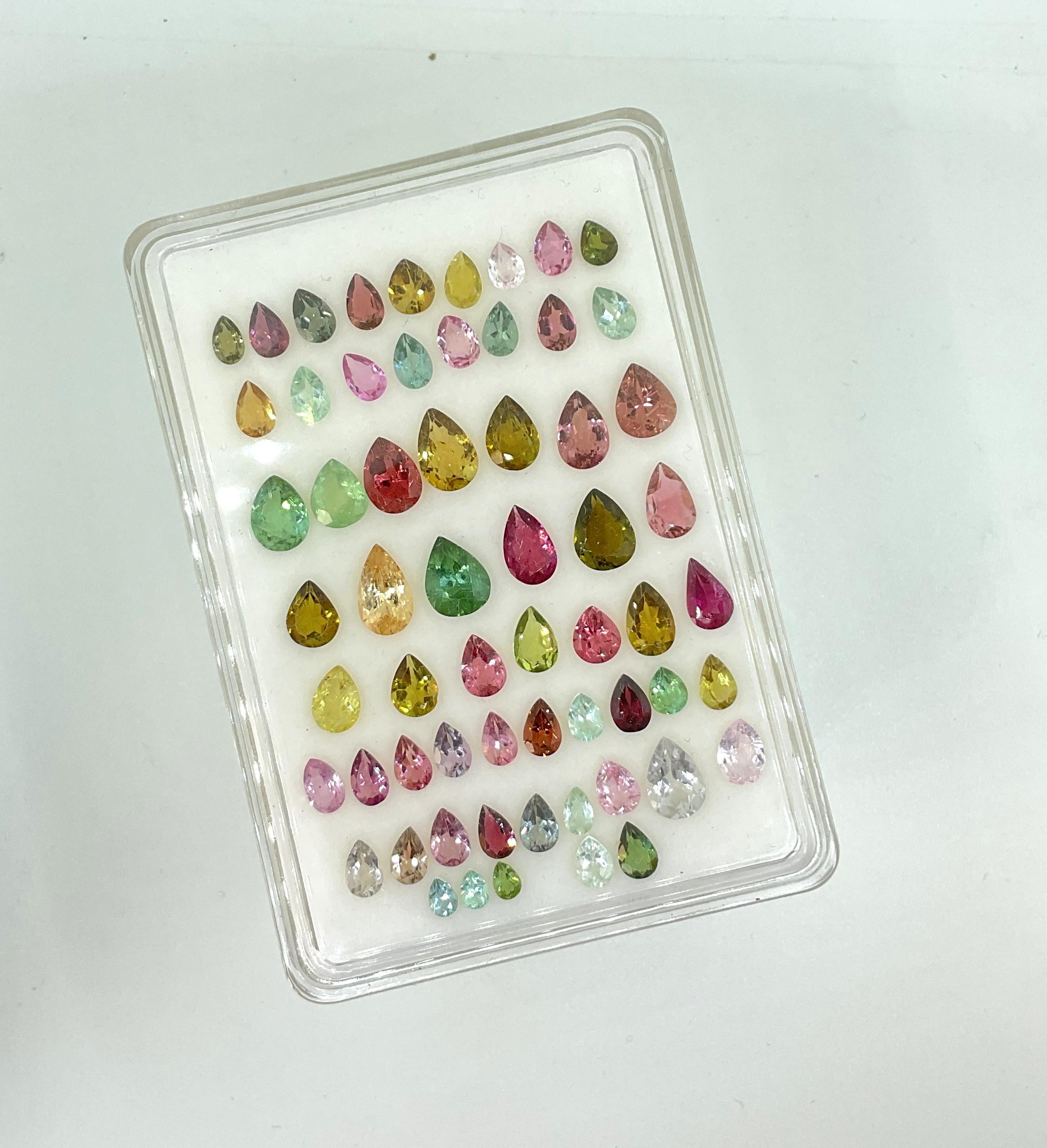 35.00 Carats Multiple Colors Tourmaline Pear Cut Stone Natural Fine Gemstones In New Condition For Sale In Jaipur, RJ