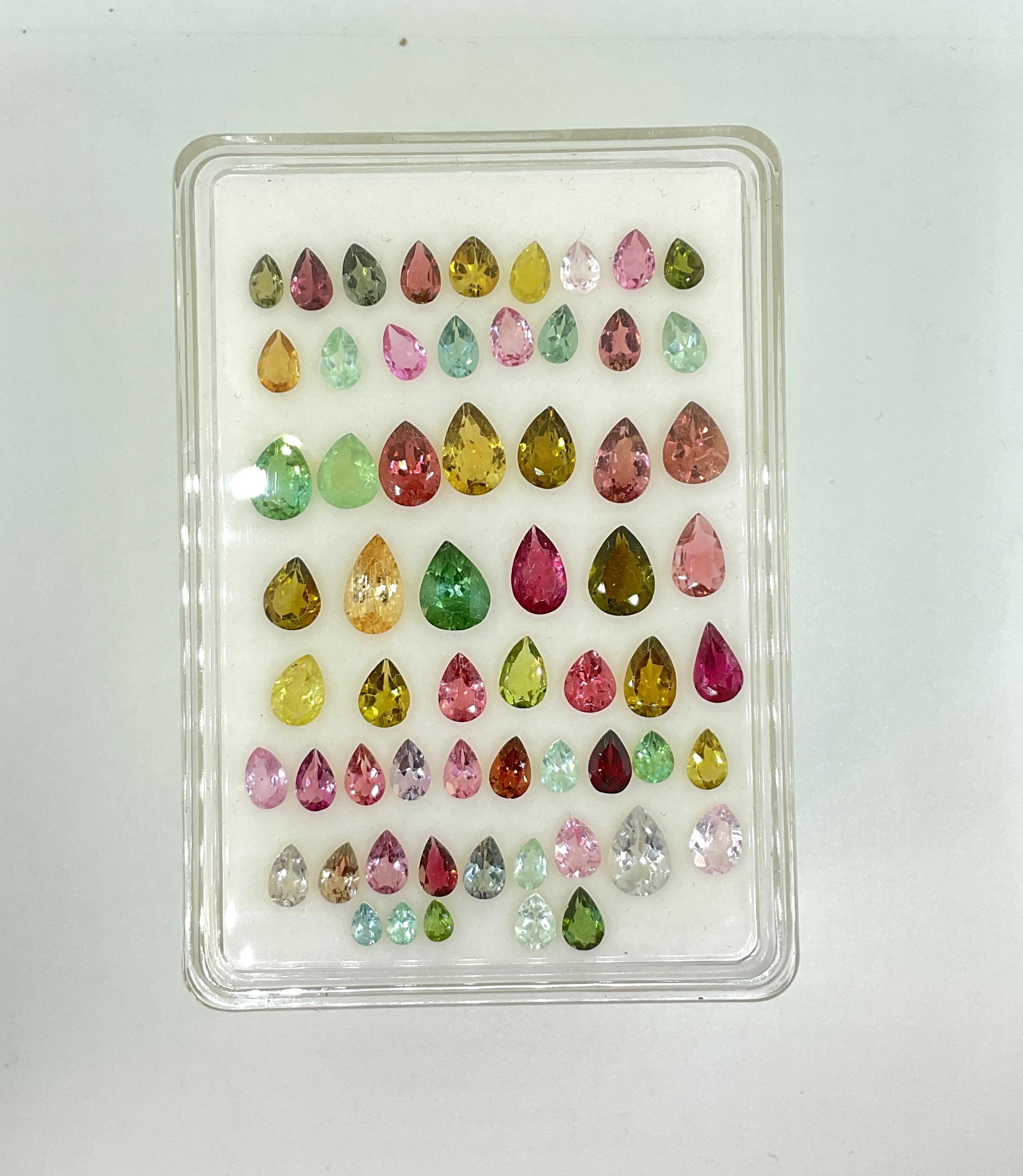 35.00 Carats Multiple Colors Tourmaline Pear Cut Stone Natural Fine Gemstones For Sale 1