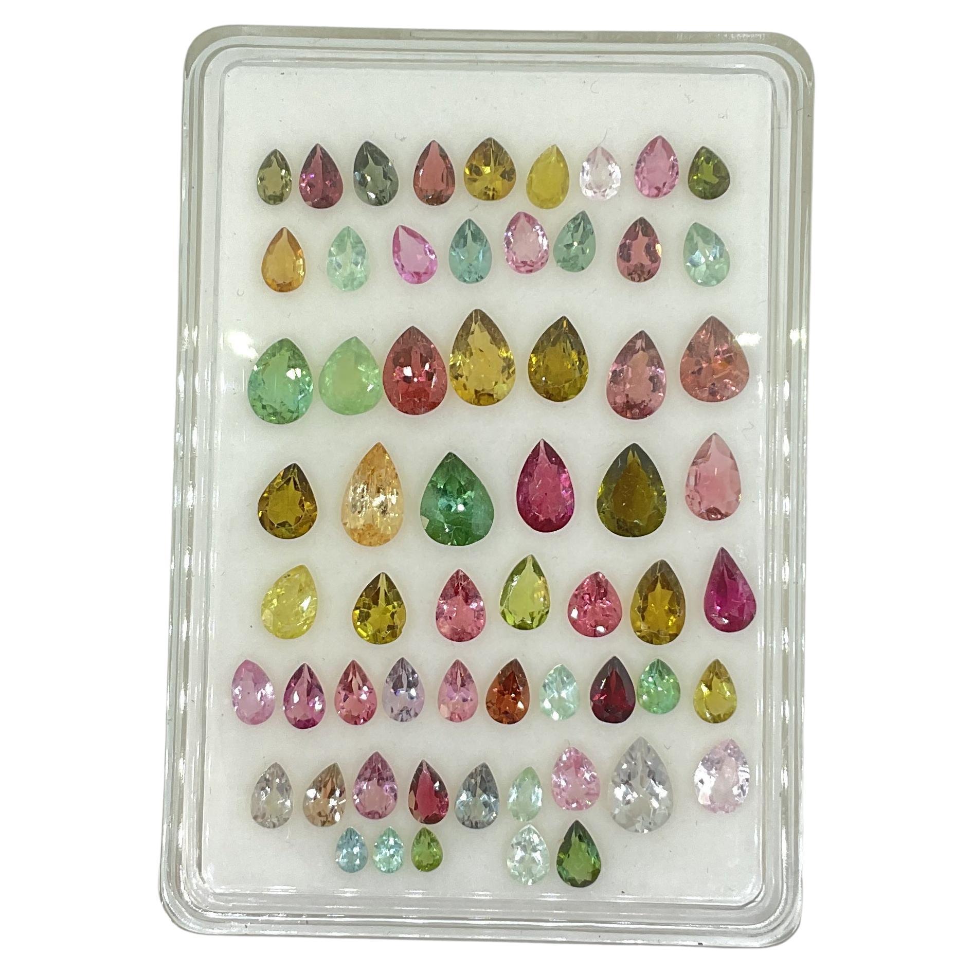 35.00 Quilates Múltiples Colores Turmalina Corte Pera Piedra Fina Natural