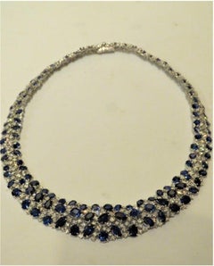 $350, 000 18kt Gold Fancy Glittering Certified 90ct Sapphire Diamond Necklace