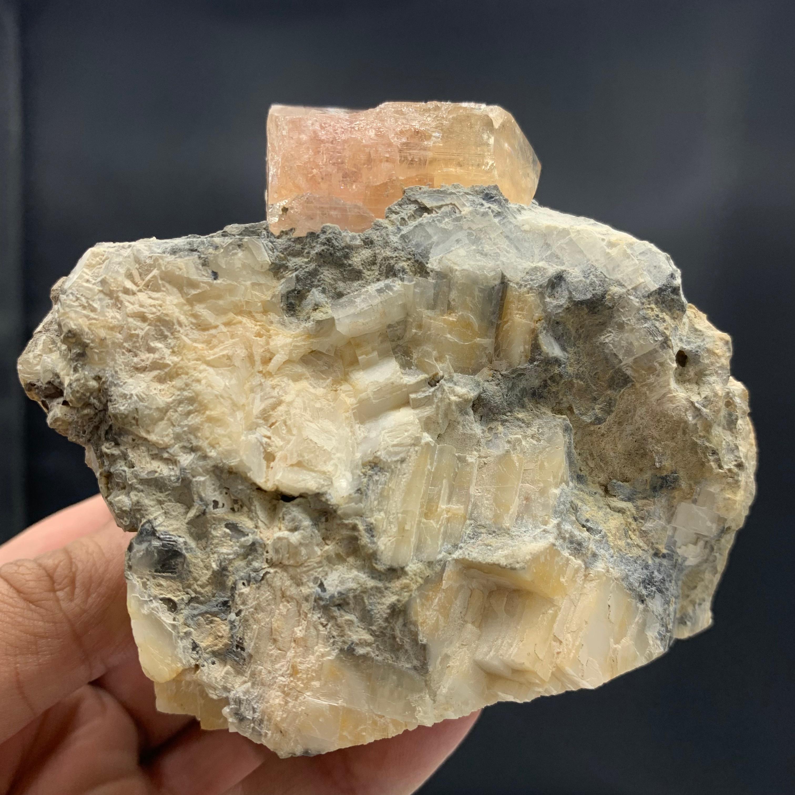 Rock Crystal 350.03 Gram Gorgeous Imperial Topaz Specimen Katlang, Kpk Province, Pakistan For Sale