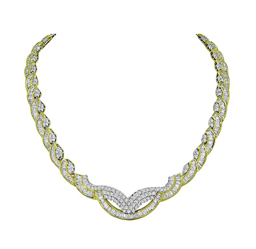 35.00ct Diamond Platinum and 18k Yellow Gold Necklace