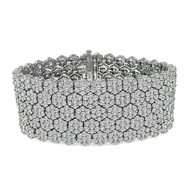 Pulsera de oro blanco con diamantes 35,00 ct Corte redondo en venta
