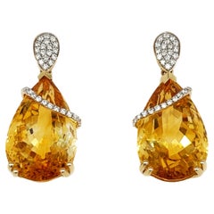 35.03 Carat Citrine Diamond Earrings