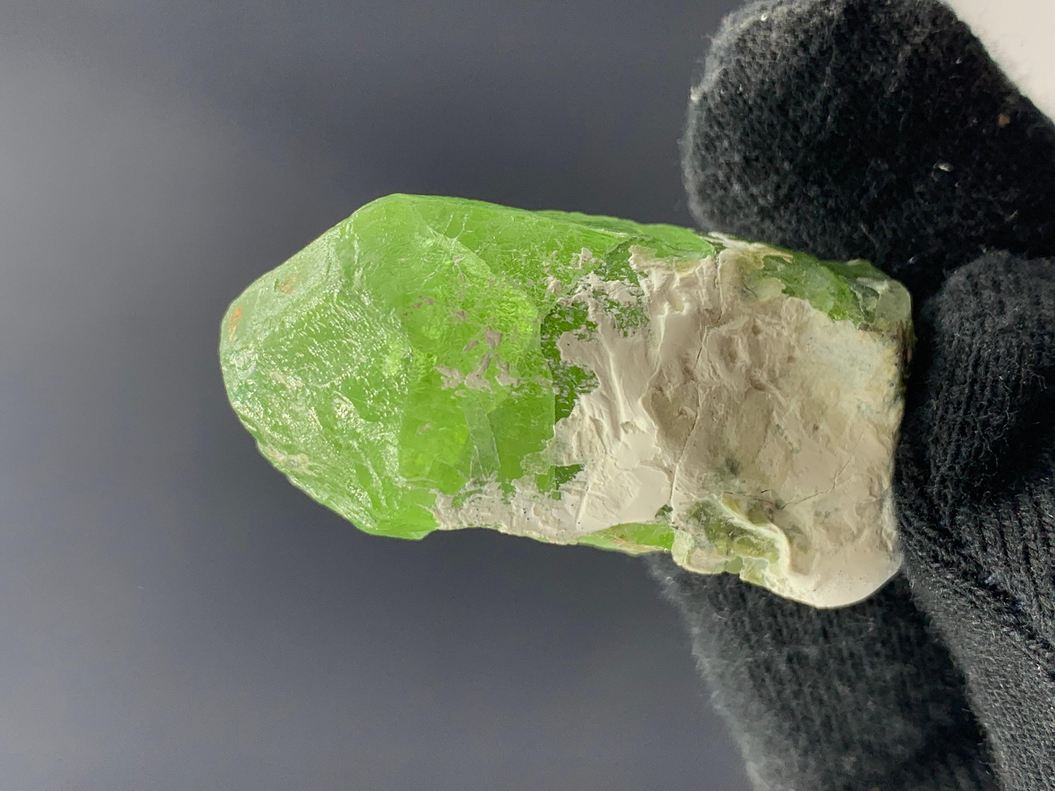 Rock Crystal 35.03 Gram Apple Green Peridot Specimen From Supat Valley, Pakistan 