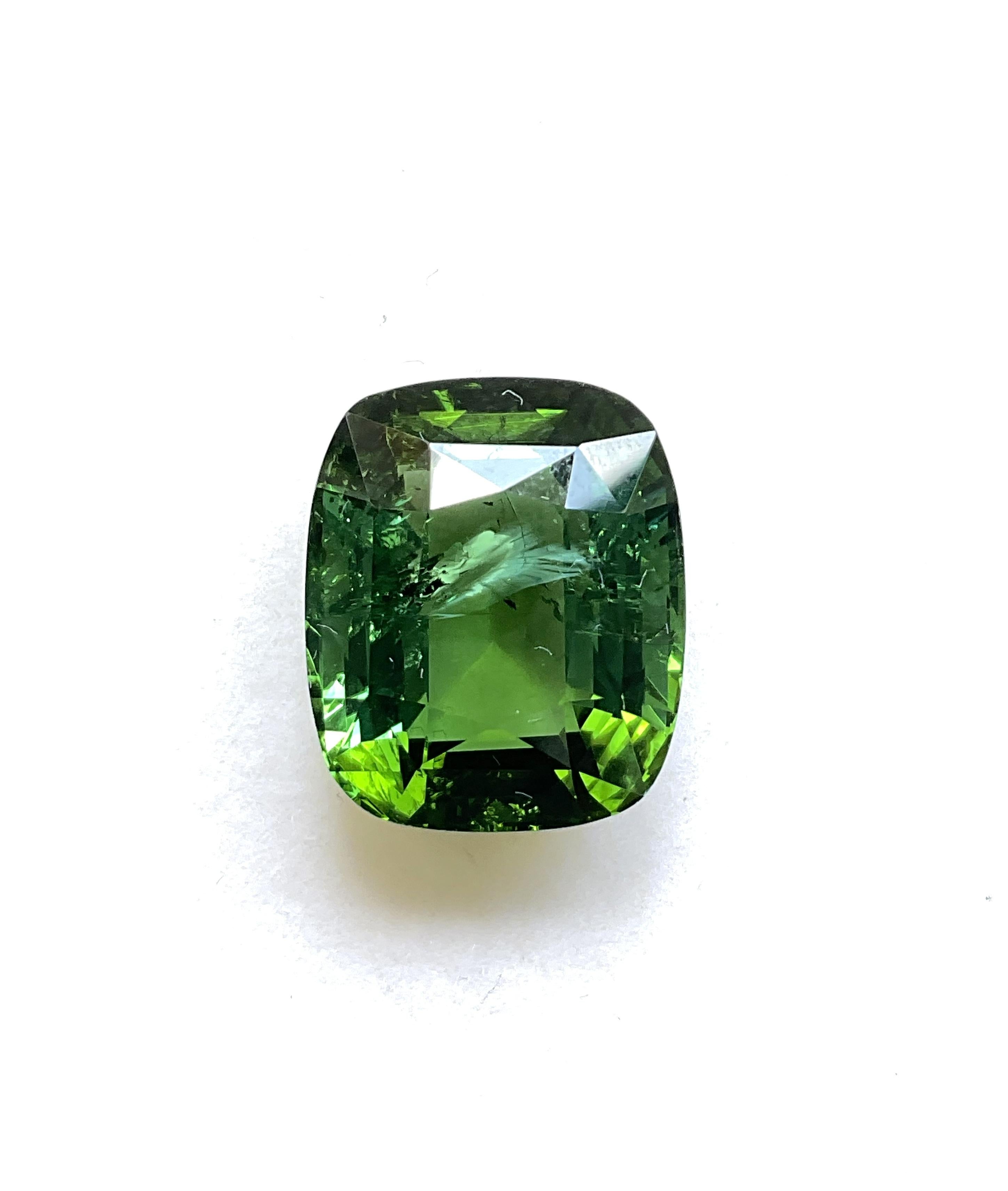 35,07 Carati di qualità superiore Tormalina verde taglio a cuscino Pietra preziosa naturale in vendita 1