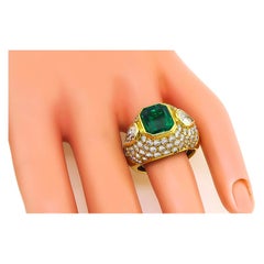 3.50 Carat Colombian Emerald 3.00 Carat Diamond Gold Ring
