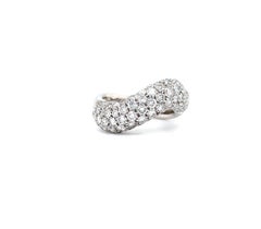 3.50ct Curved Bombe Dome Curved Diamond Pave Ring 18K White Gold