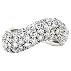 3.50ct Bombe courbe Dome diamant pavé or blanc 18K