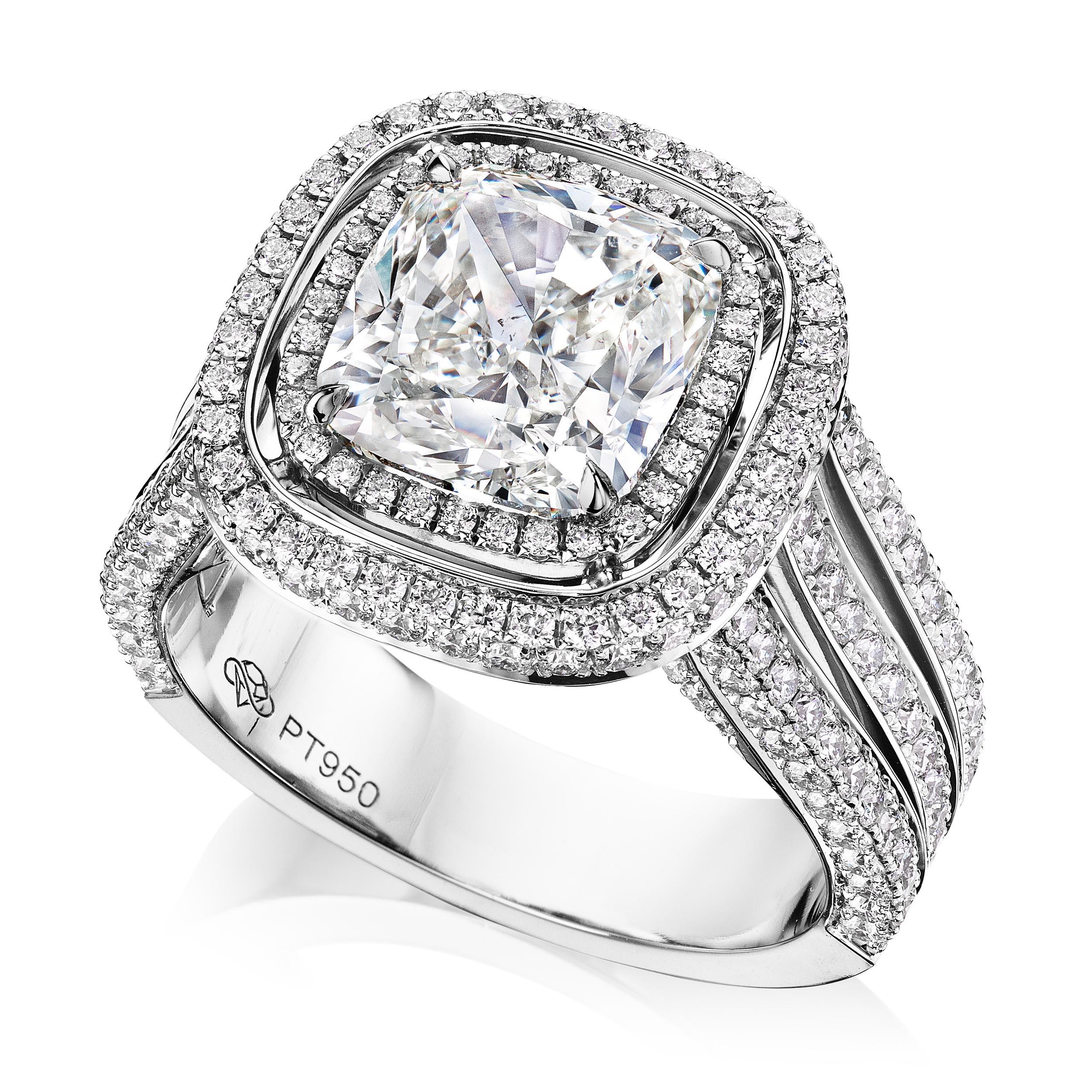 Modern 3.50ct D SI1 GIA Cushion Diamond Engagement Ring 
