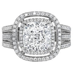 3.50ct D SI1 GIA Cushion Diamond Engagement Ring "Gina"