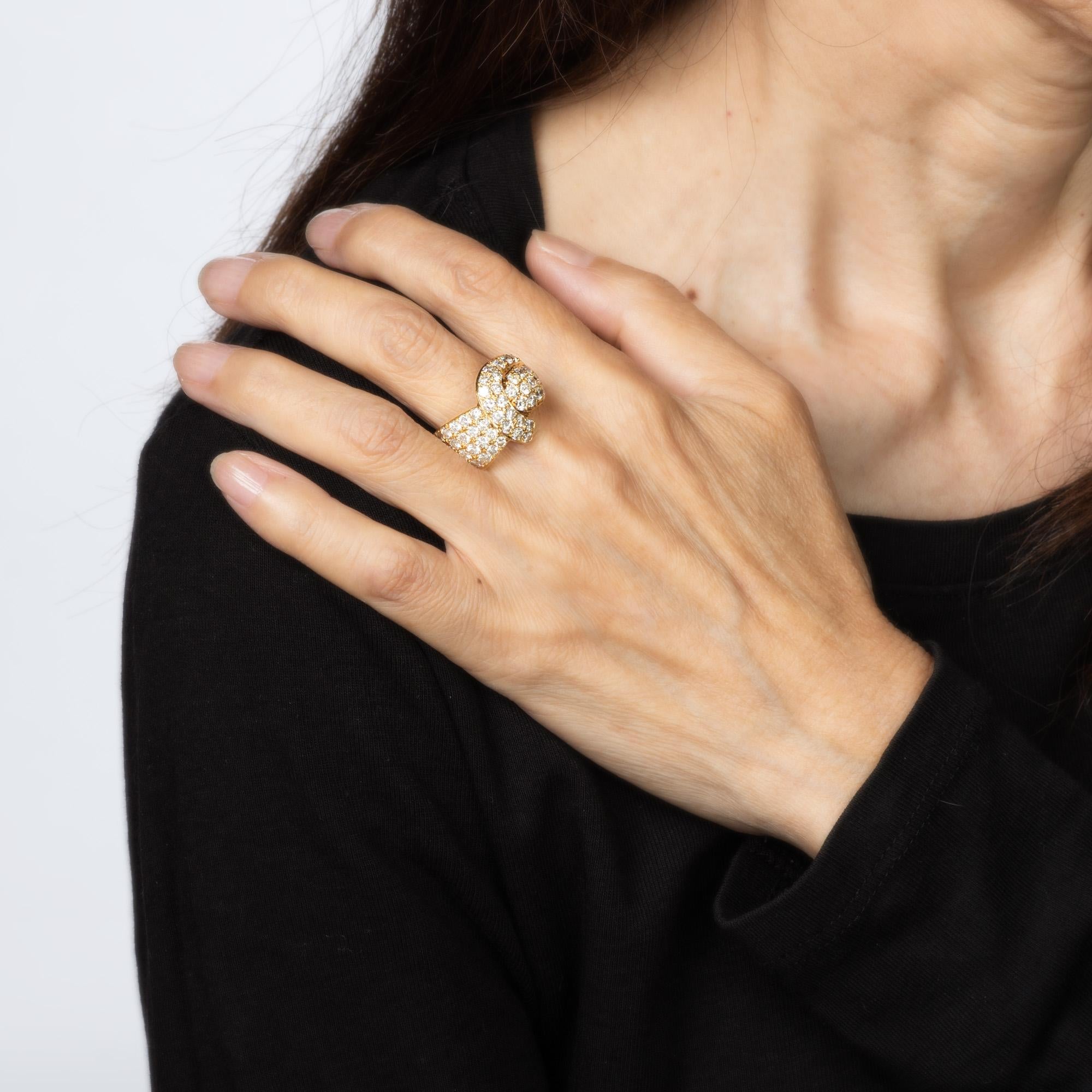 3.50ct Diamond Band 80s Vintage Ring Sz 7.75 18k Gelbgold Feine Juwelen Damen im Angebot