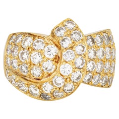 Fascia di diamanti da 3,50 carati 80s Vintage Ring Sz 7.75 Oro giallo 18k Gioielli di pregio