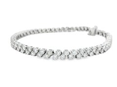3.50ct Natural Diamond Cluster Tennis Bracelet in 14K White Gold, 7 Inches