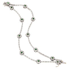 3.50ct Diamond Flower Bracelet Emerald Retro 18k White Gold 2 Rows Jewellery