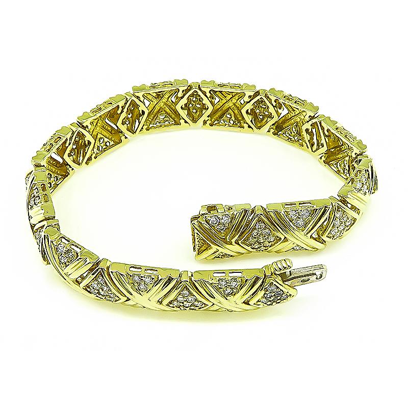 3,50 Karat Diamant-Gold-Armband im Zustand „Gut“ im Angebot in New York, NY