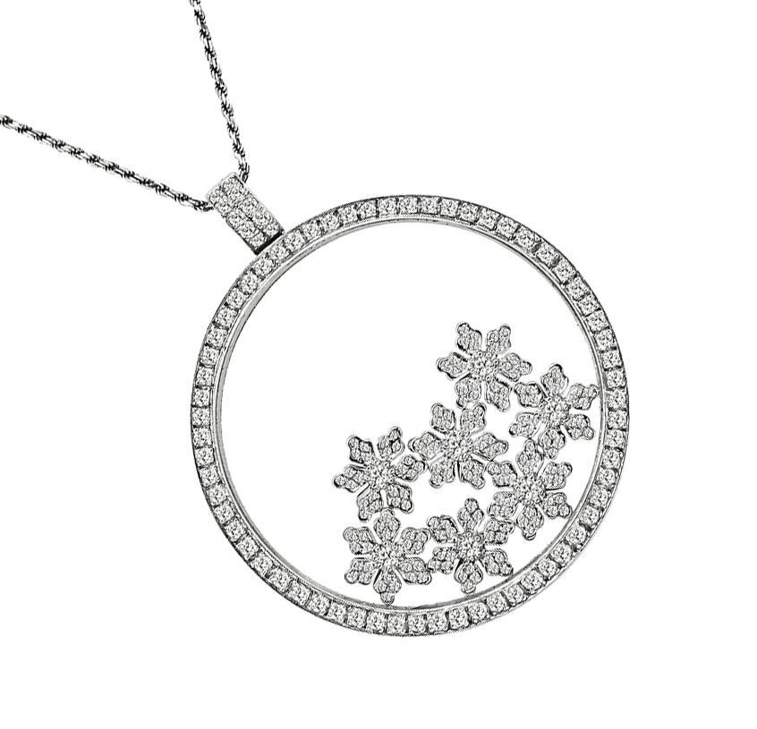 Round Cut 3.50ct Diamond Gold Pendant Necklace For Sale