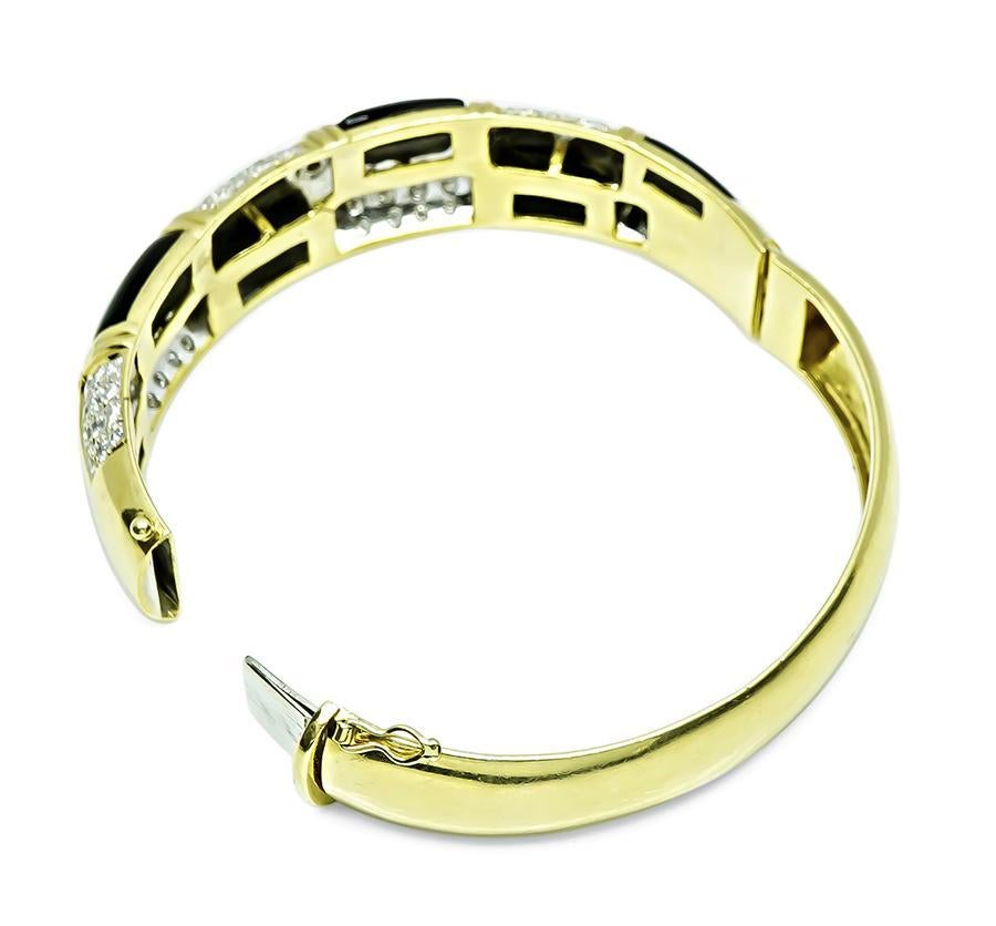 Bangle in oro con diamante e onice da 3.50 carati In condizioni buone in vendita a New York, NY