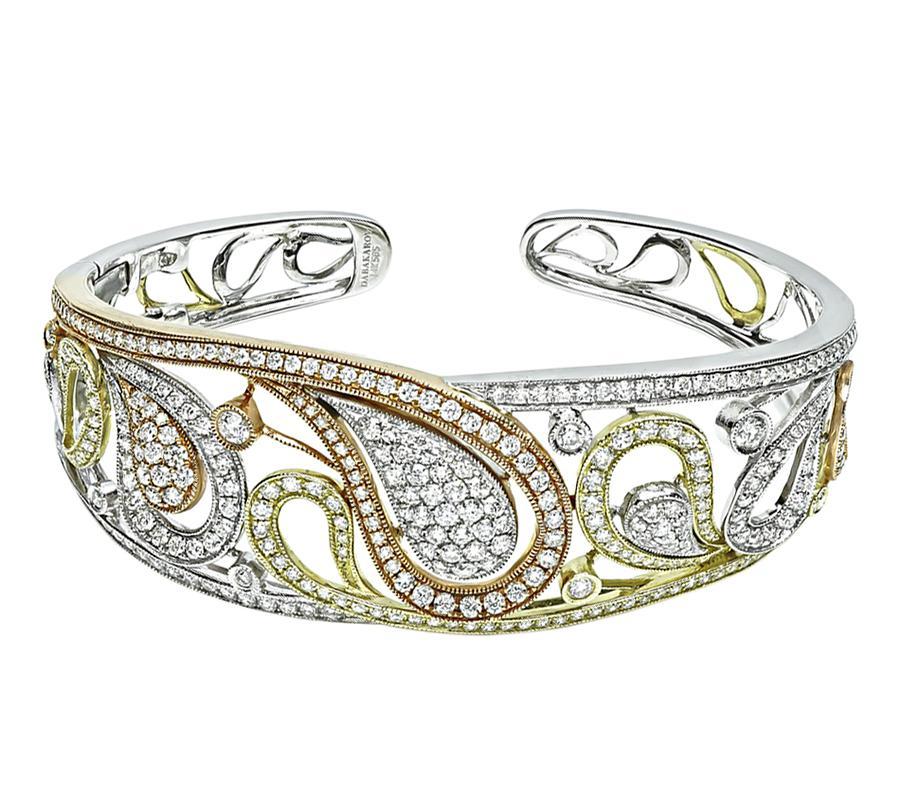 Taille ronde Bracelet en or 3(three) avec diamant de 3,50ct en vente