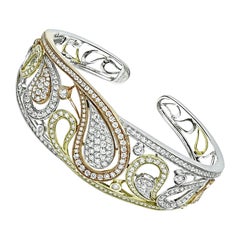 3.50ct Diamond Three Tone Gold Bangle