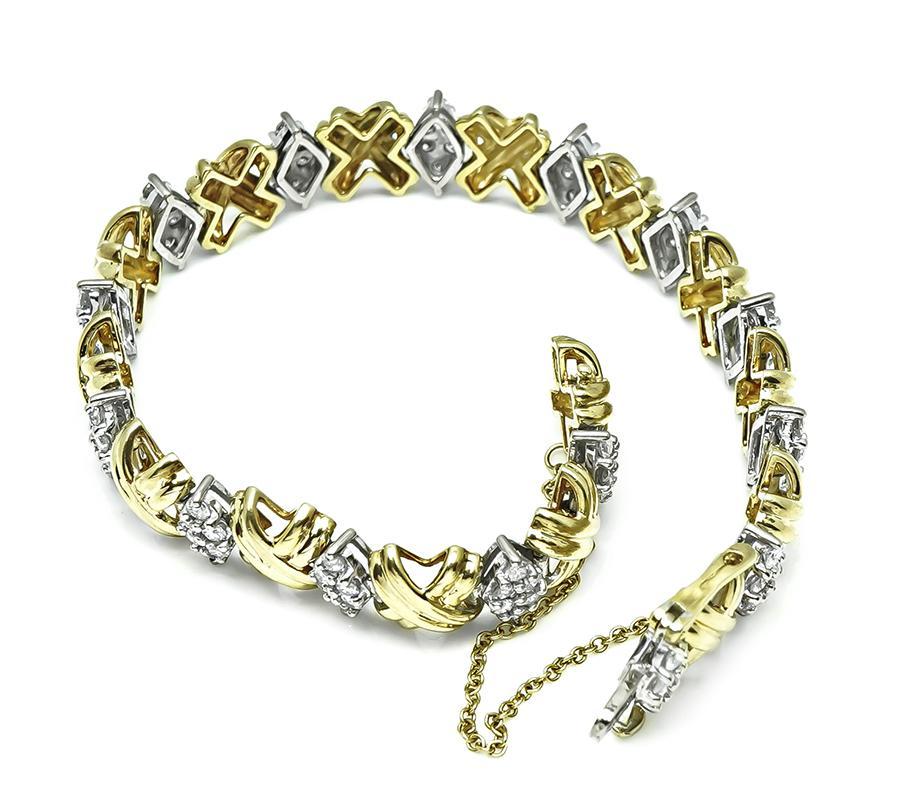 3.50ct Diamond Two Tone Gold Bracelet In condizioni buone in vendita a New York, NY
