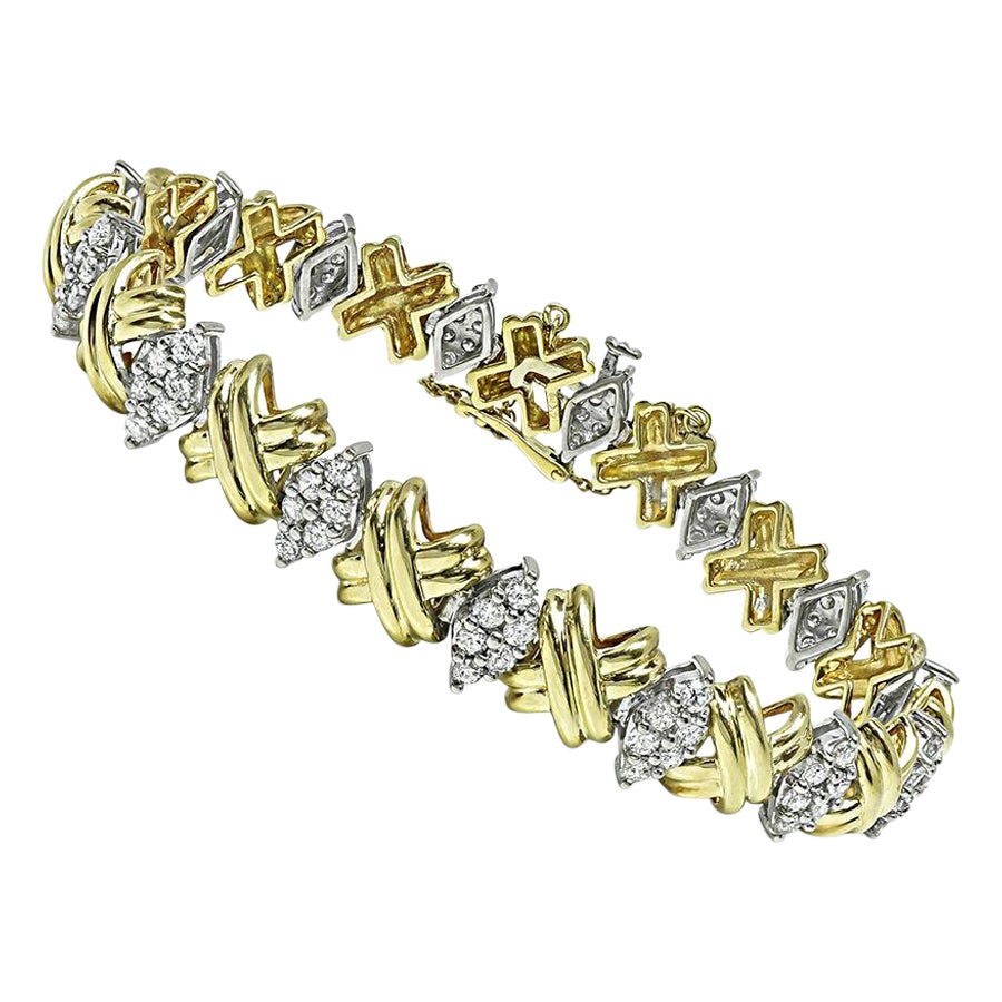 3.50ct Diamond Two Tone Gold Bracelet