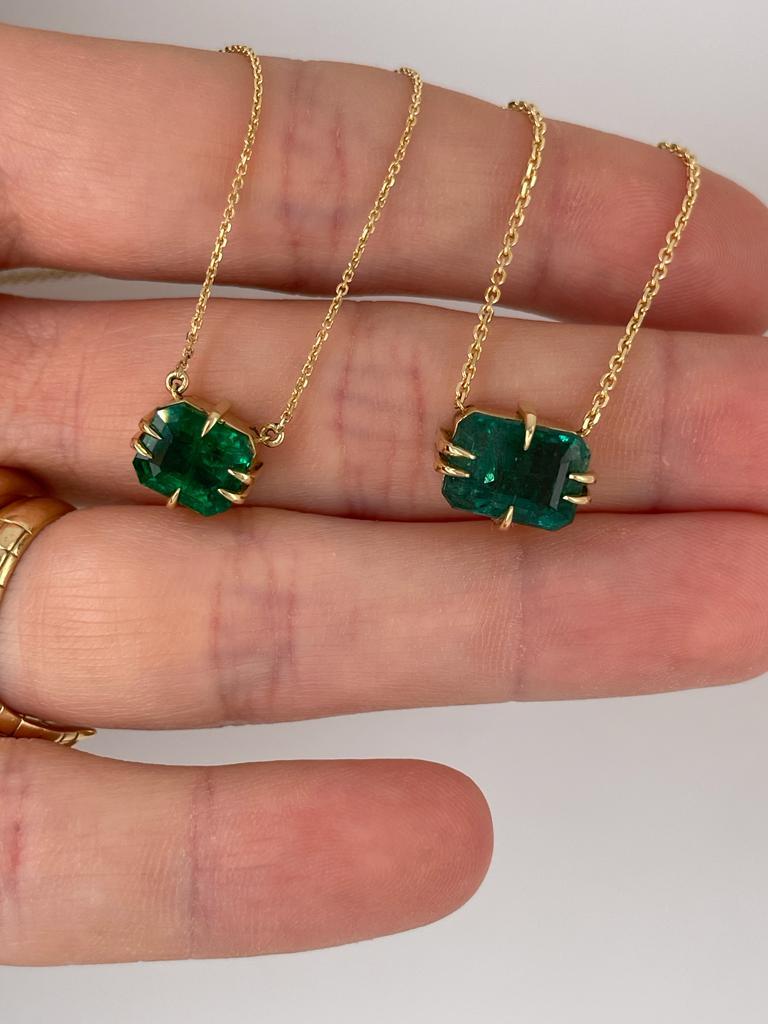 3.50ct Emerald necklace made in 18k yellow gold with chain For Sale 13