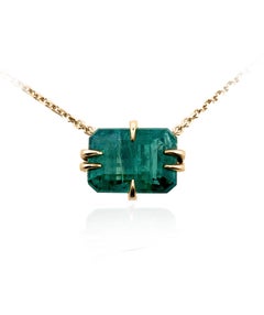 3.50ct Emerald Bold Icon Pendant Necklace made in 18k yellow gold with chain