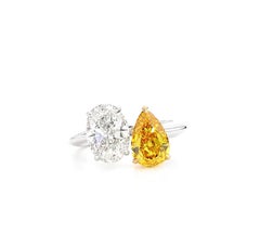 3.50ct. Fancy Vivid Orangy Yellow & white Diamond Engagement Ring GIA Report