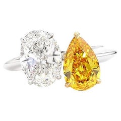 3,50ct. Verlobungsring mit gelbem und weißem Fancy Vivid Orangy-Diamant, GIA-Bericht
