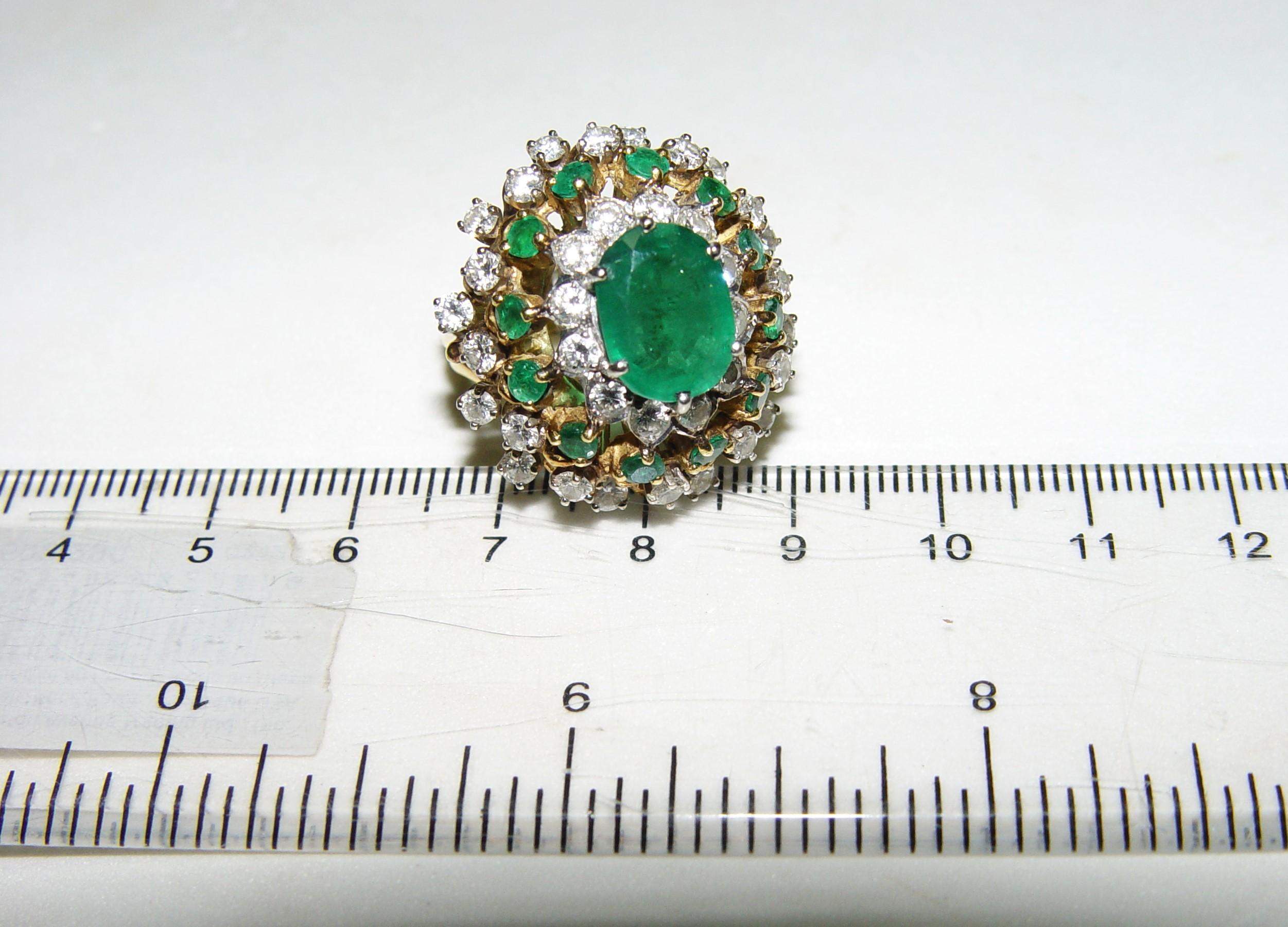 3.50CT Natural Emerald and Diamond cocktail ring 18K s-6 For Sale 9