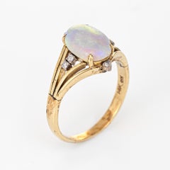 3.50ct Natural Opal Diamond Ring Vintage 14k Yellow Gold Estate Fine Jewelry