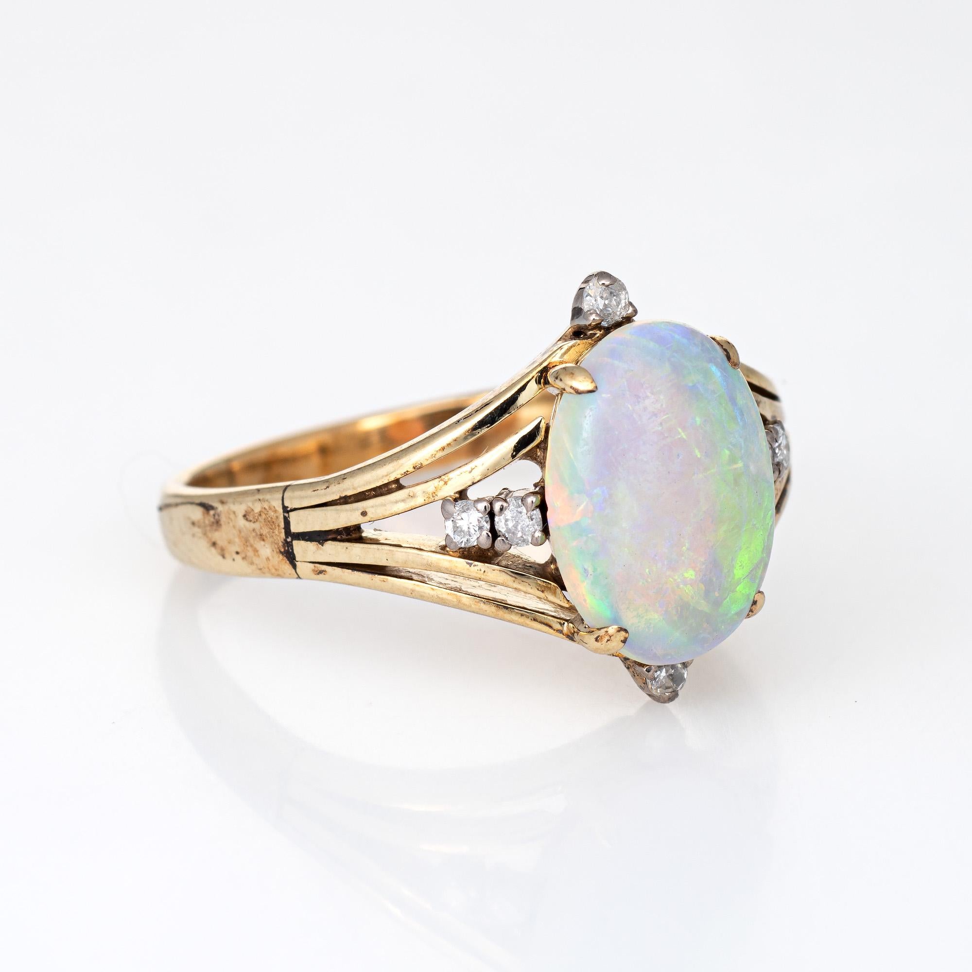 vintage natural opal ring‑14k...