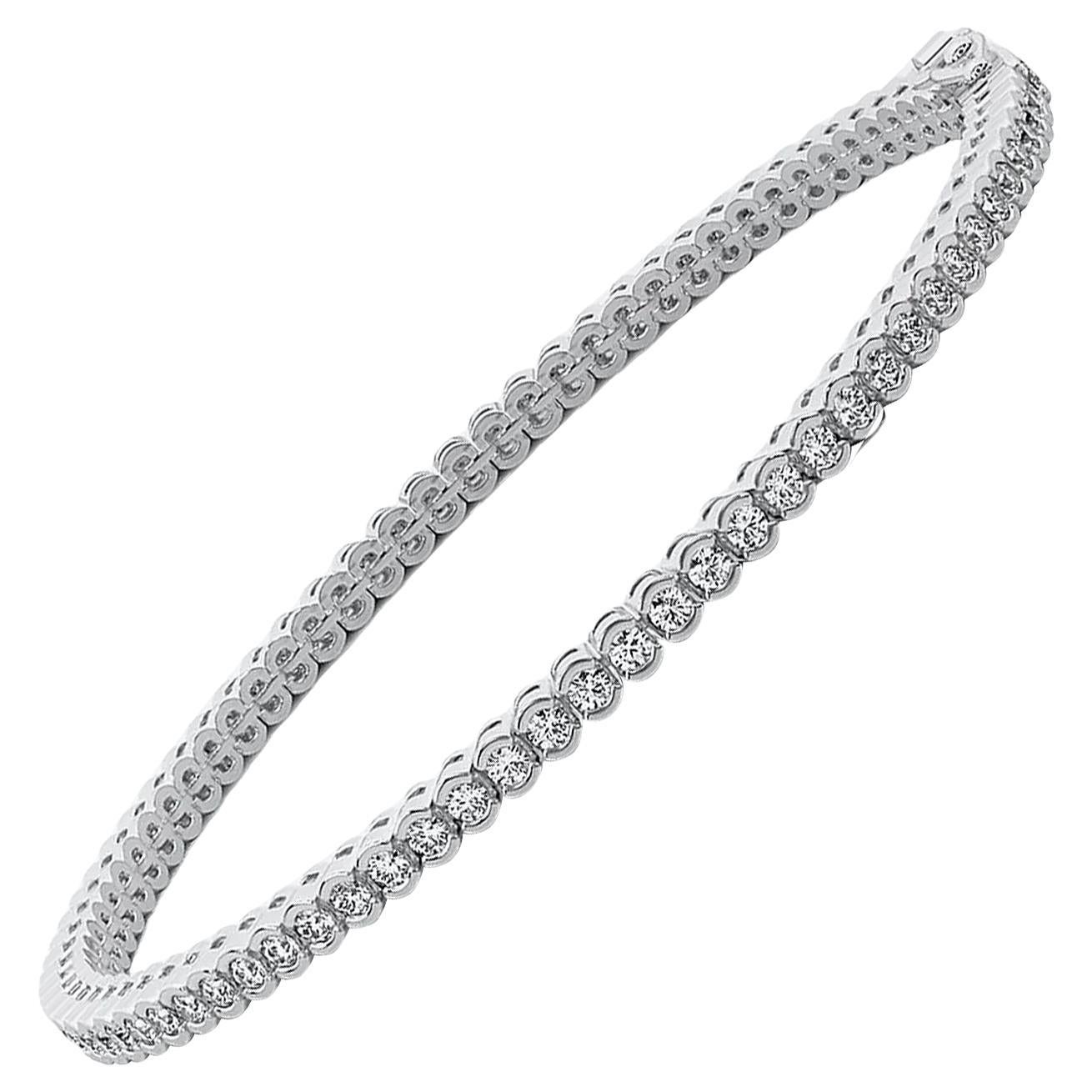 3.50ct Natural Round Diamond Tennis Bracelet 14K White Gold G Color VS Clarity